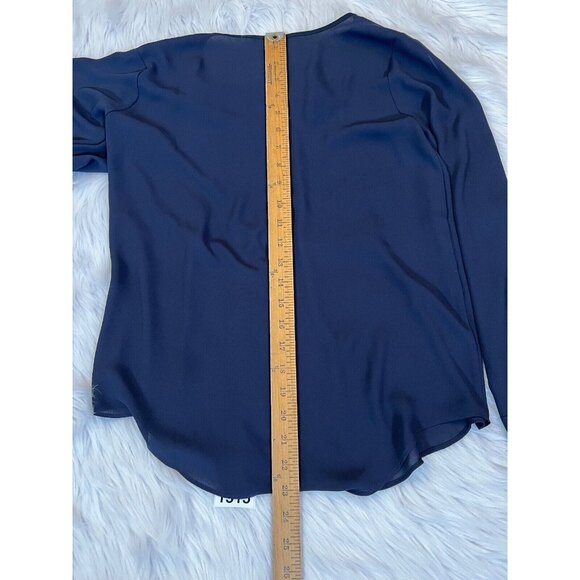 Ann Taylor Womens Blouse Blue XXS P Cold Shoulder Cut Out Shirt Top Career - Picture 7 of 10